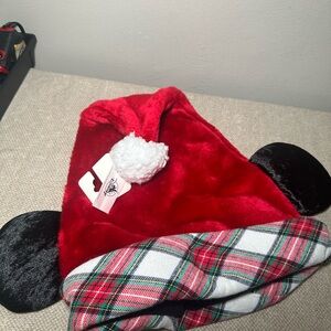 NWT Disney Santa Hat with Black Ears Holiday Plaid